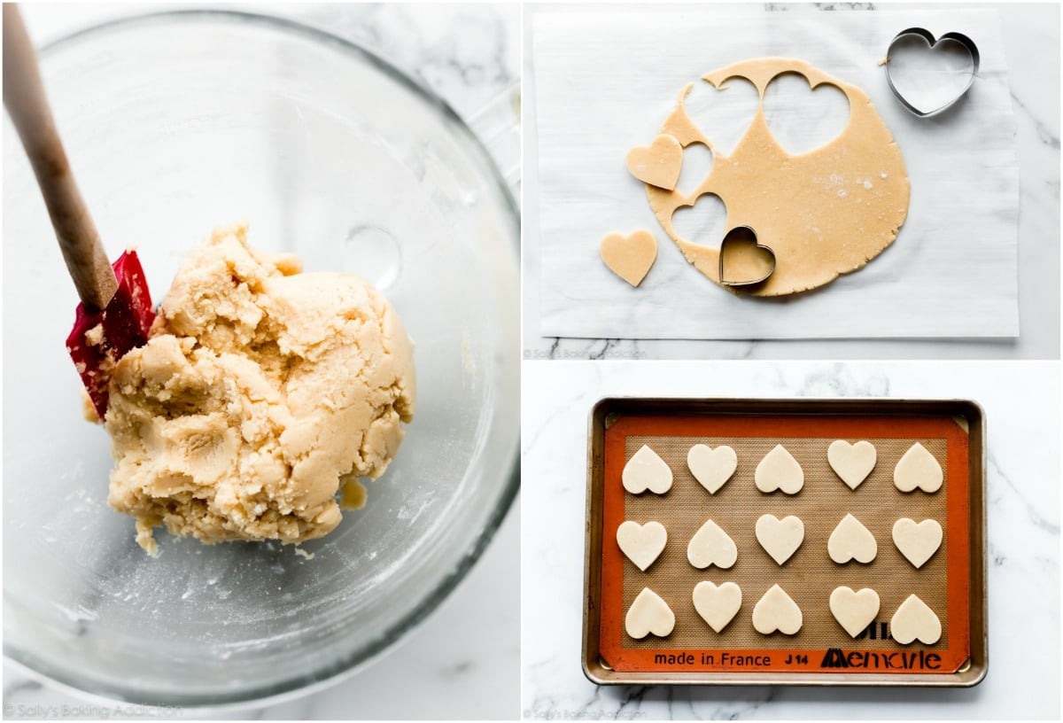 collage of sugar cookie dough process photos