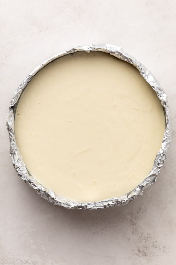 batter in aluminum foil-wrapped round pan.