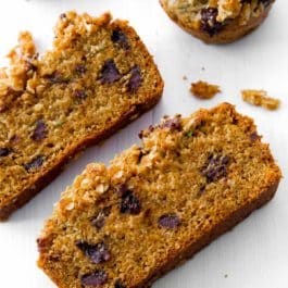 zucchini bread with chocolate chips and streusel