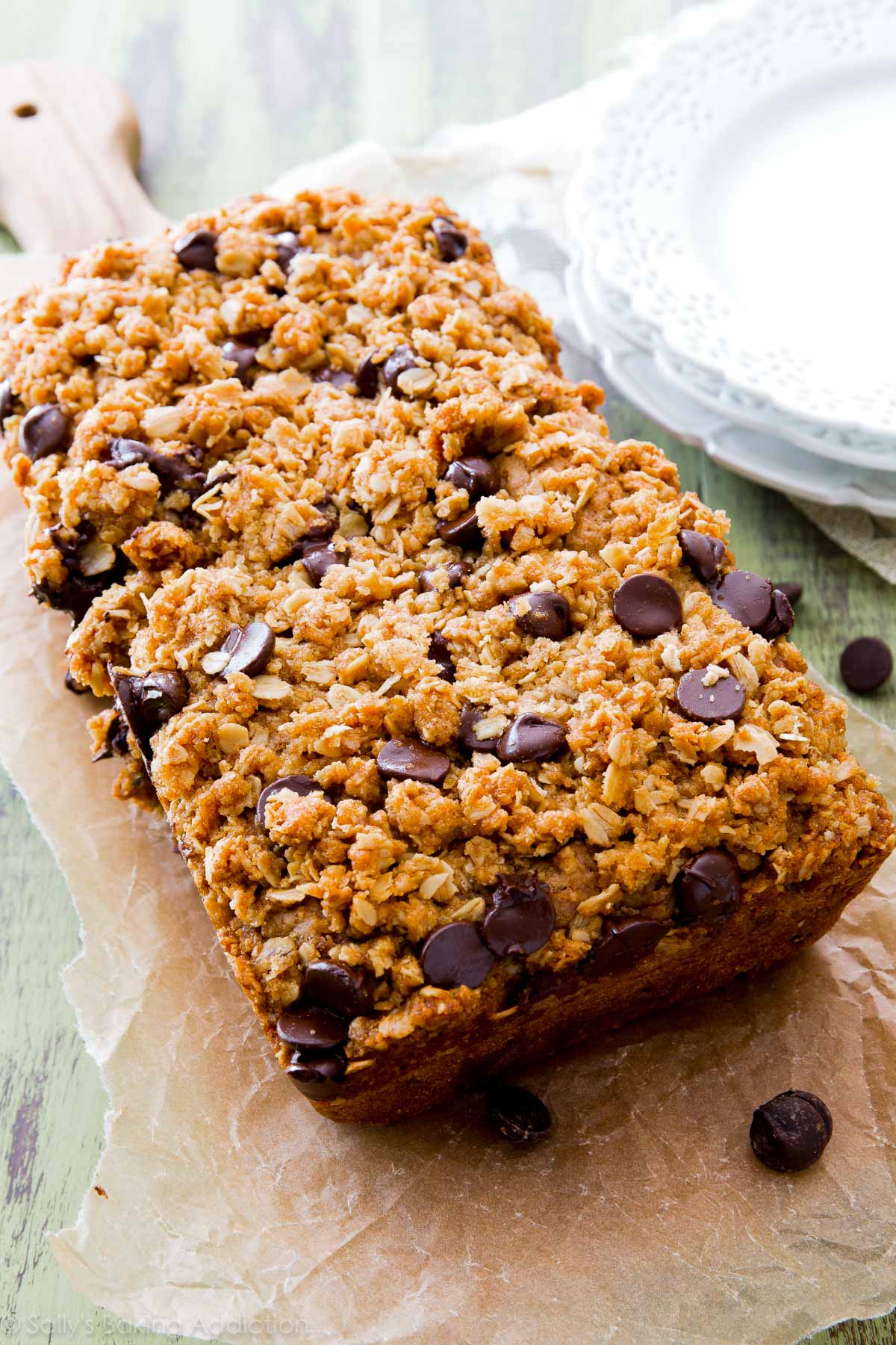 zucchini bread with chocolate chips and streusel