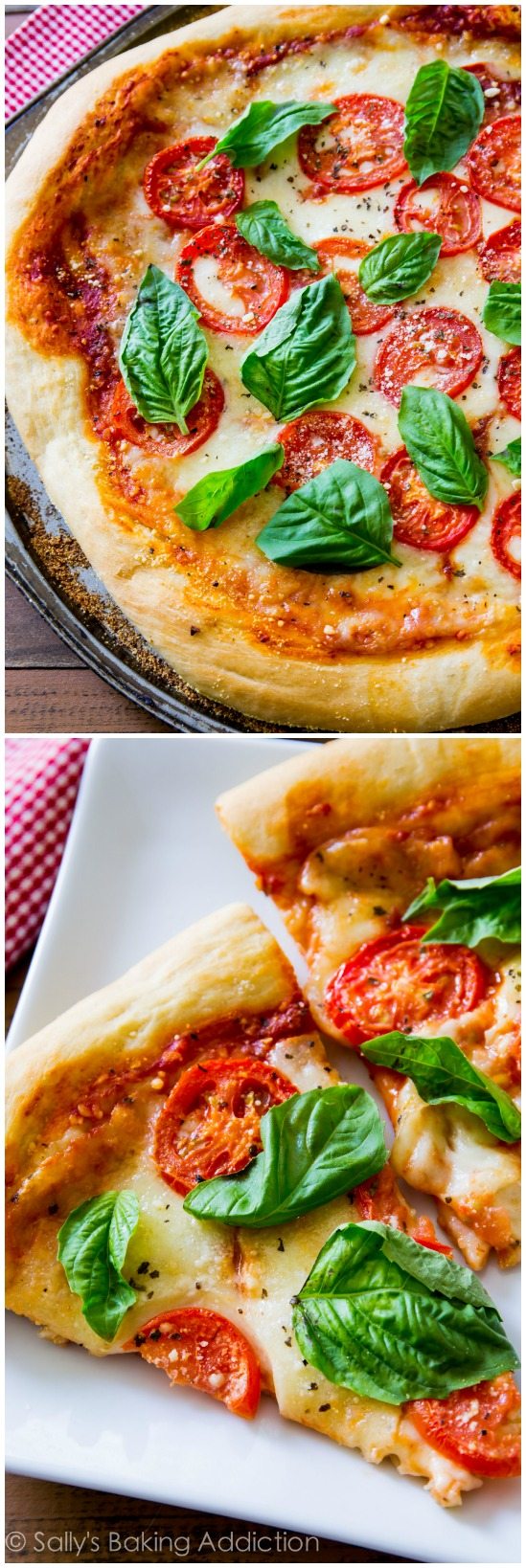 2 images of margherita pizza