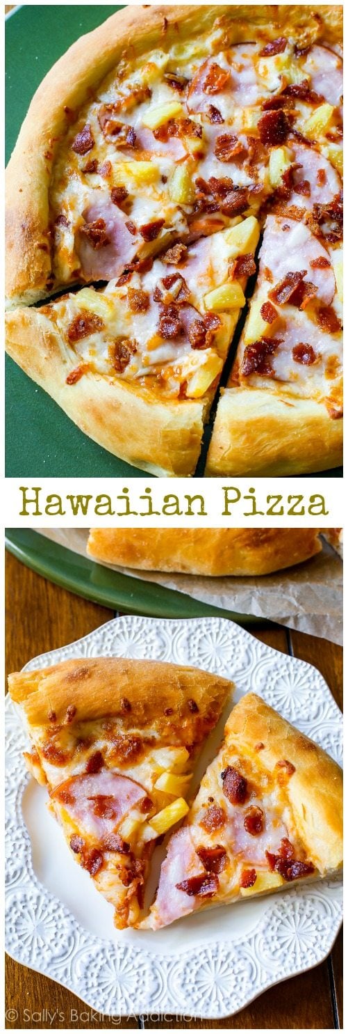 2 images of Hawaiian pizza