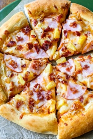 sliced Hawaiian pizza