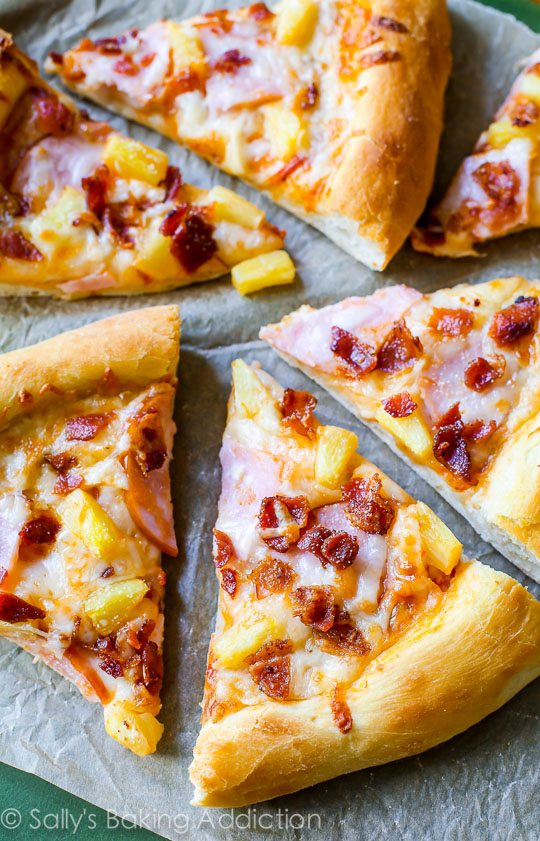 Hawaiian pizza slices