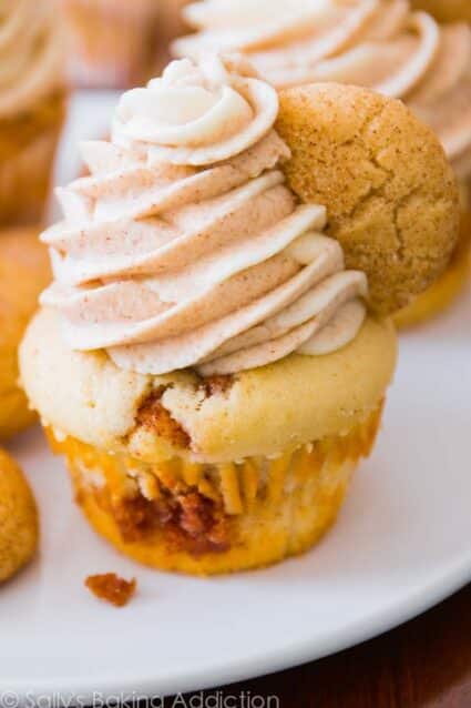 Snickerdoodle Cupcakes with Cinnamon Swirl Frosting