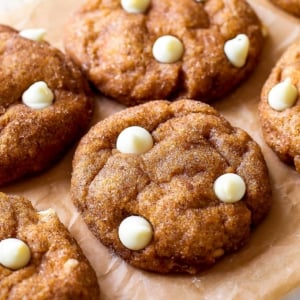 pumpkin snickerdoodles with white chocolate chips