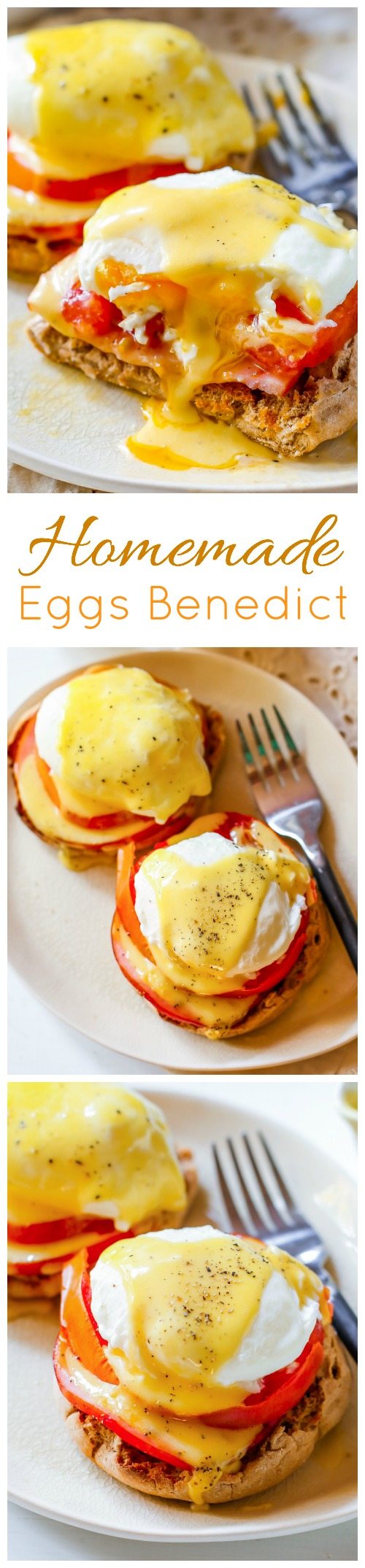 3 images of homemade eggs benedict