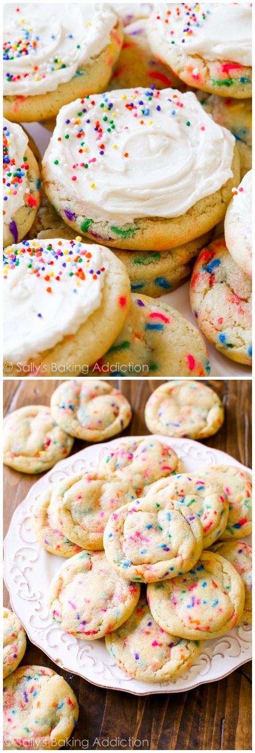 2 images of sprinkle cookies