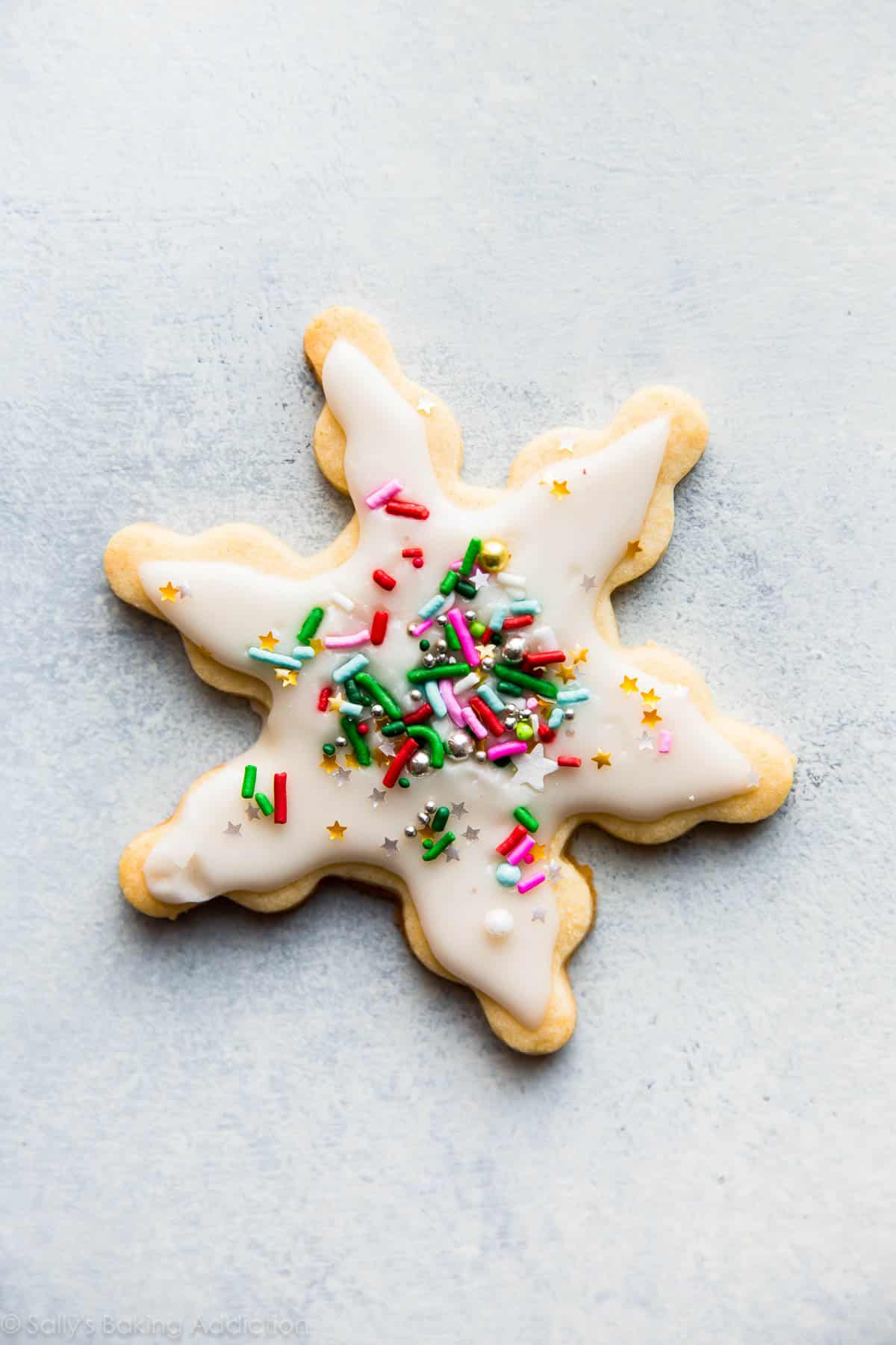 snowflake sugar cookie with sprinkles