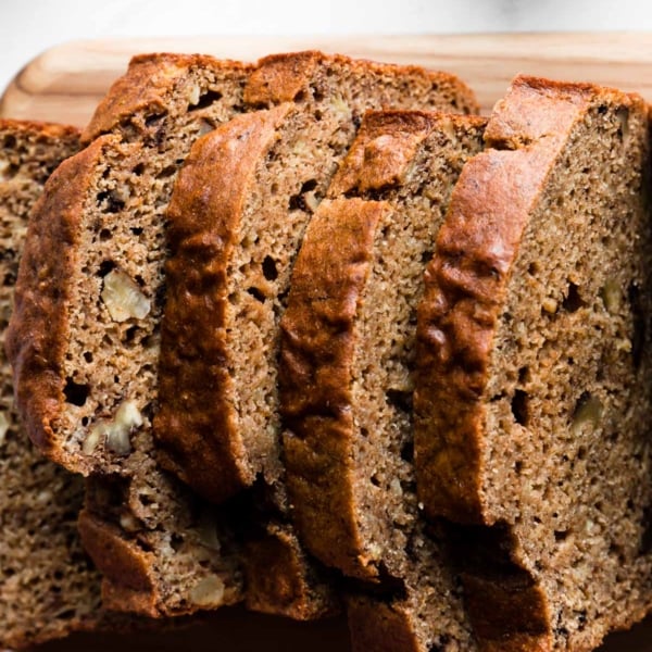 whole wheat banana bread slices