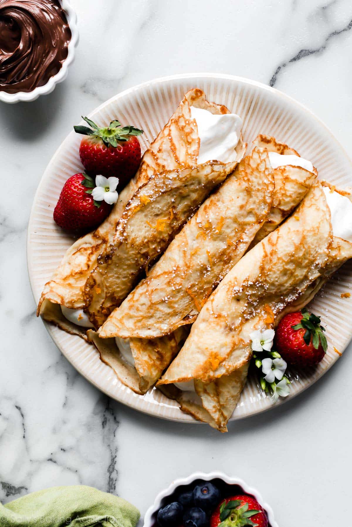 homemade crepes with whipped cream