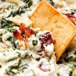pita chip in bacon spinach dip