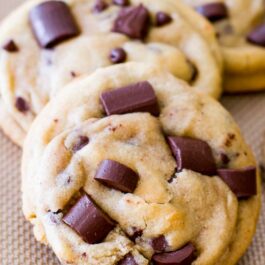 chocolate chip cookies on a silpat baking mat