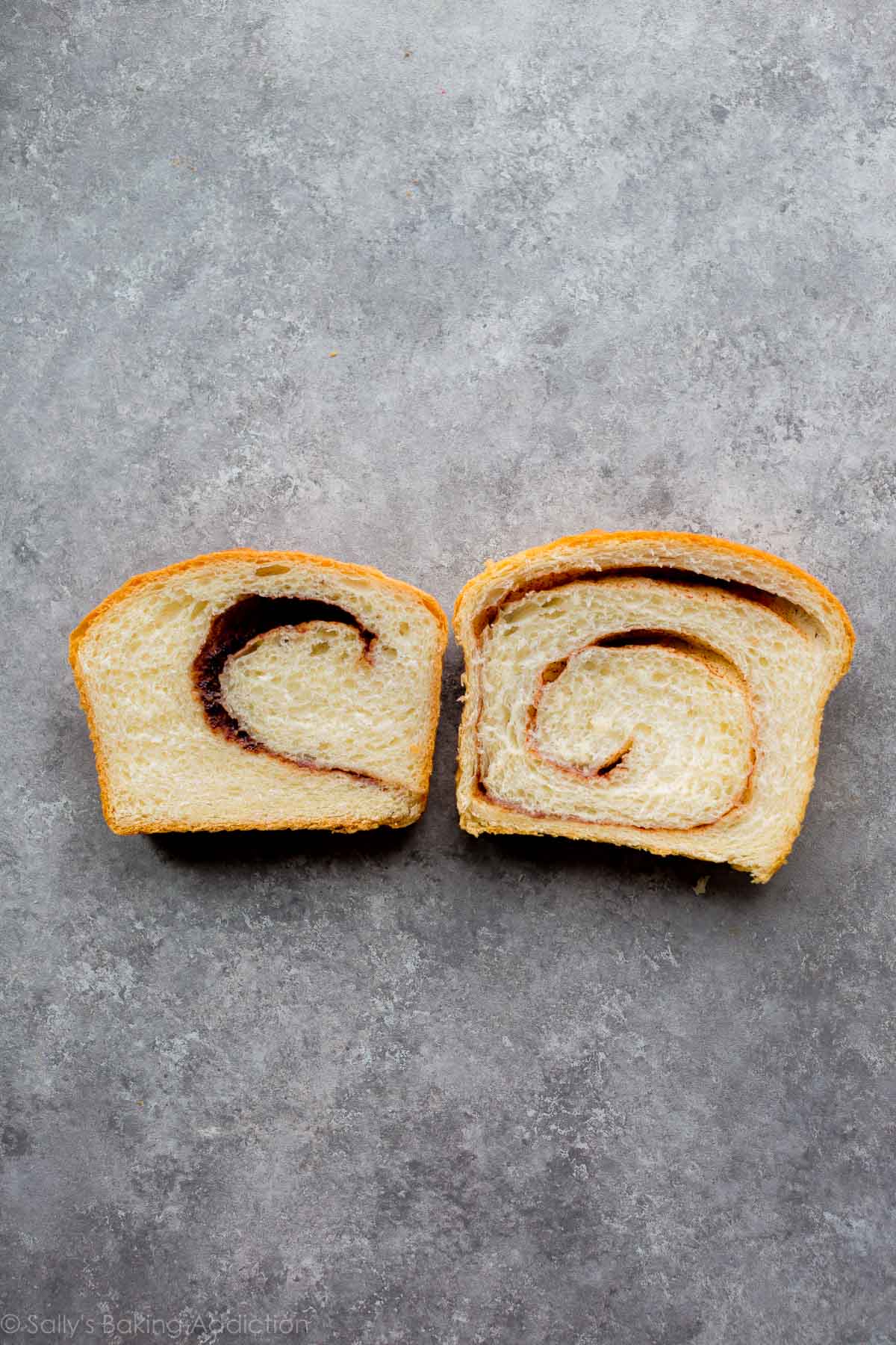 2 slices of cinnamon swirl bread
