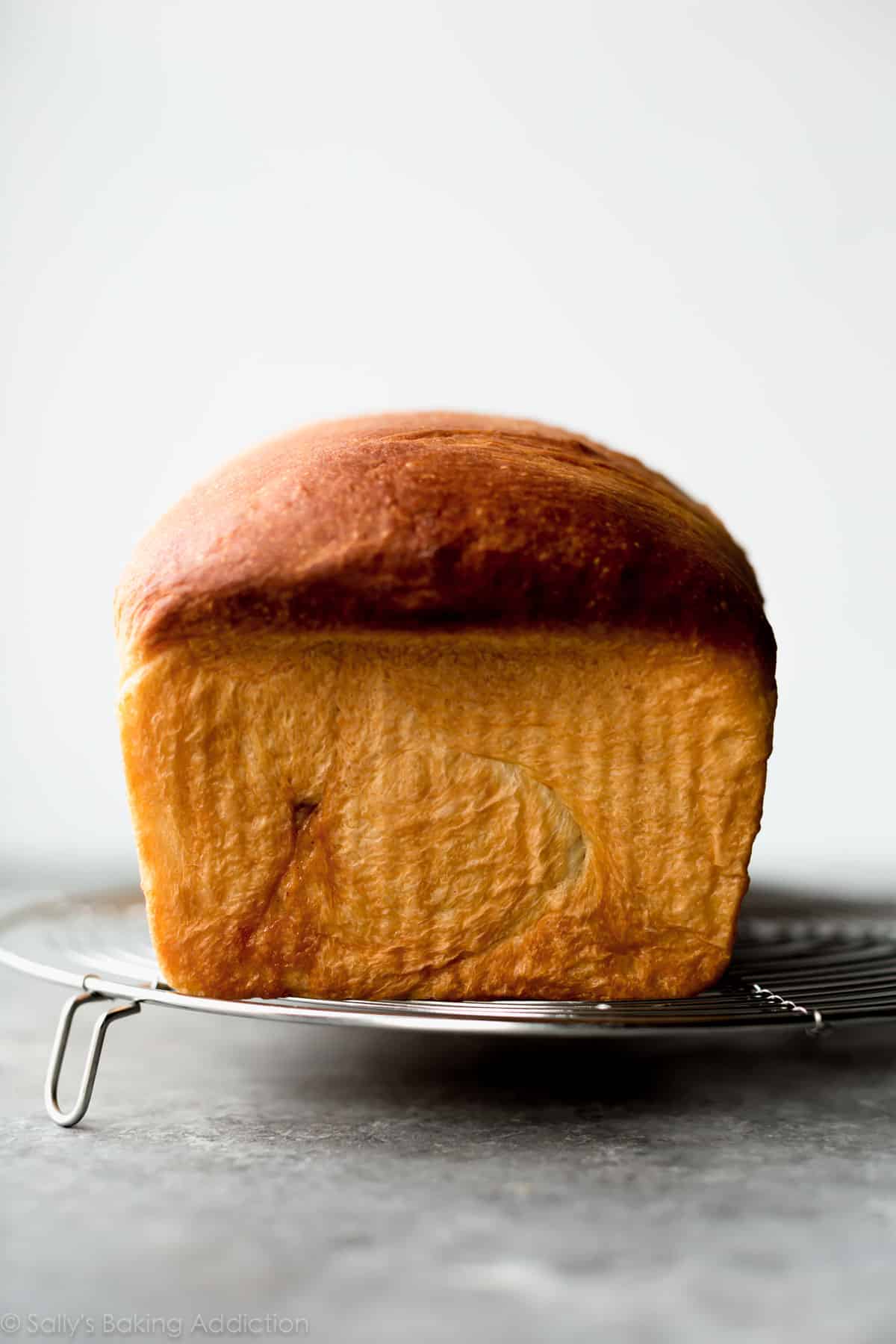 Homemade cinnamon swirl bread loaf before slicing