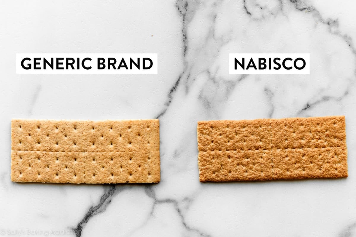 two graham crackers pictured side-by-side to compare generic brand and Nabisco brand.