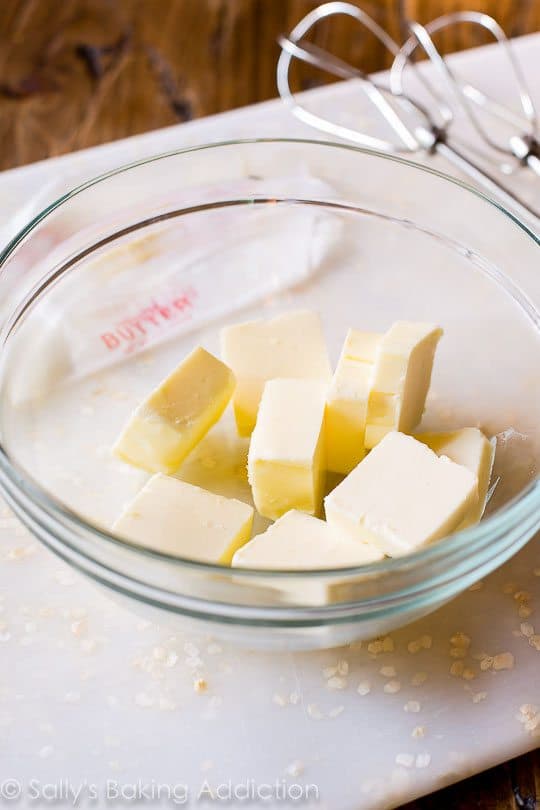 sliced butter in a glass bowl