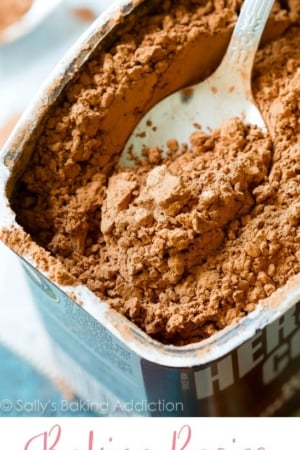 container of cocoa powder with a spoon