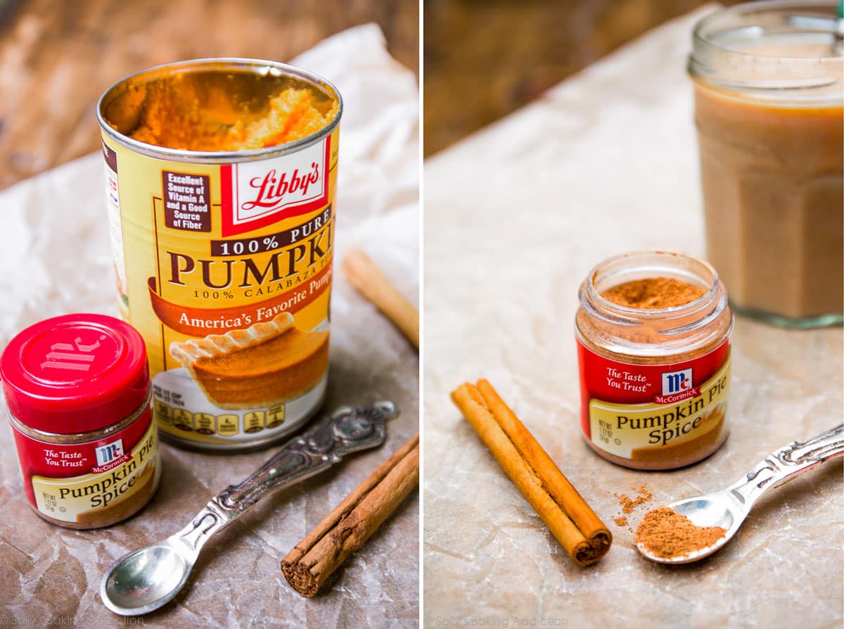 2 images of ingredients in pumpkin spice coffee creamer