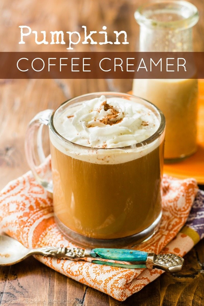 mug of coffee with homemade pumpkin coffee creamer