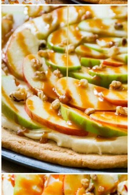 Apple Dessert Pizza with Caramel Cream Cheese Frosting