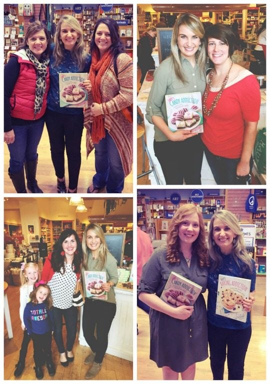 collage of images of sally and readers at a book signing