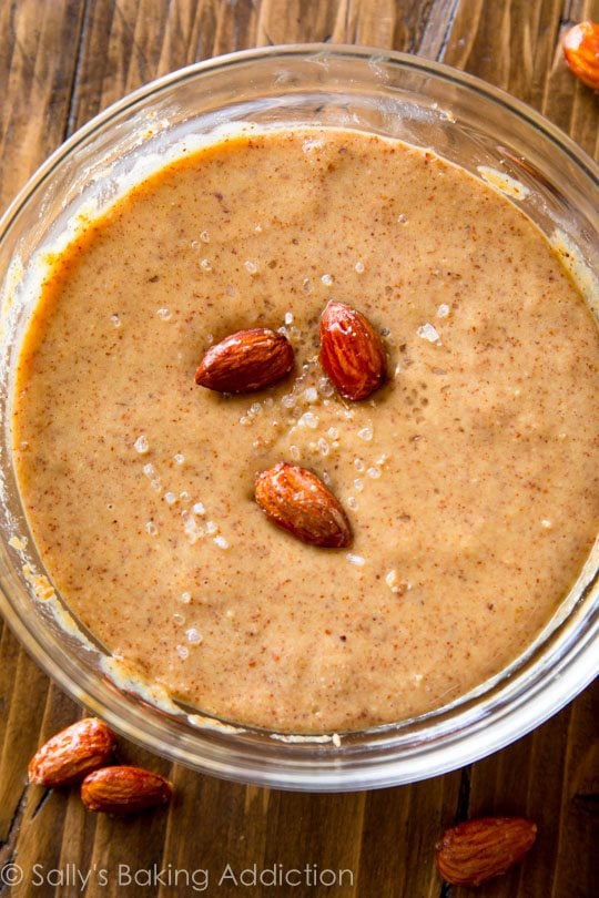 maple almond butter in a glass bowl