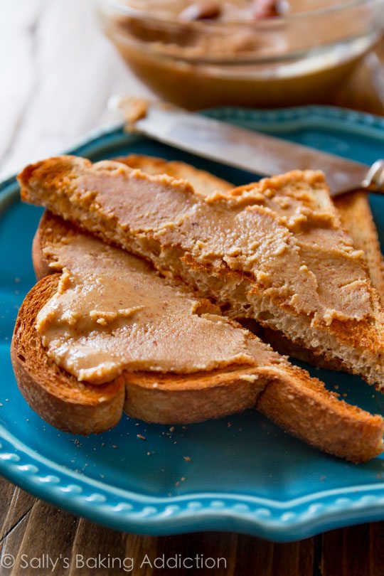 toast with maple almond butter spread on top