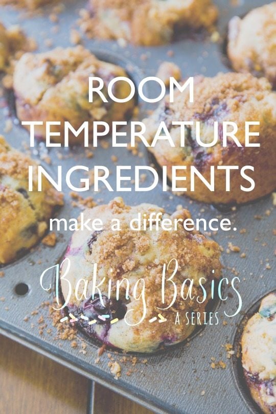 muffins in a muffin pan with text overlay that says room temperature ingredients make a difference