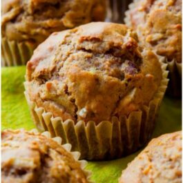 3 images of whole wheat apple cinnamon muffins