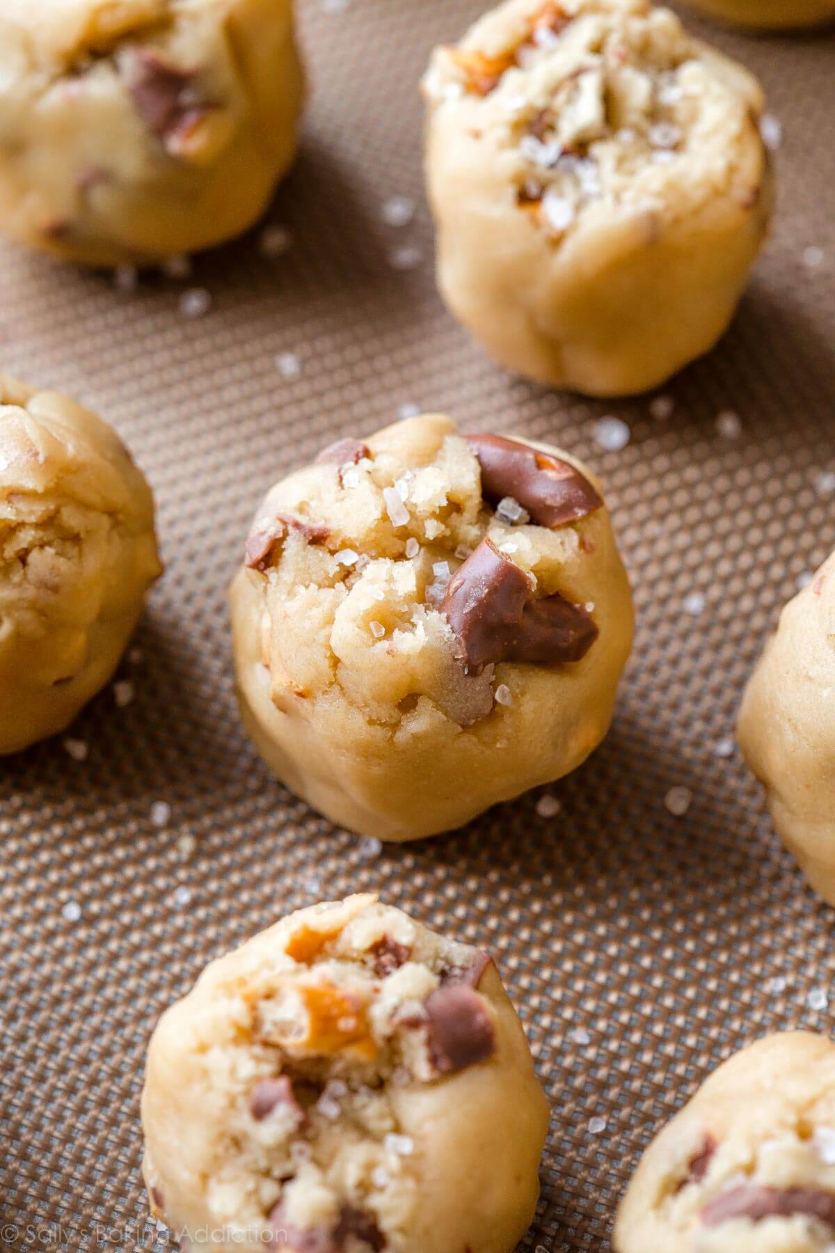 chocolate covered pretzel cookie dough balls