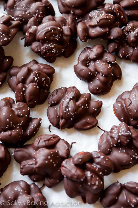 sea salt dark chocolate almond clusters