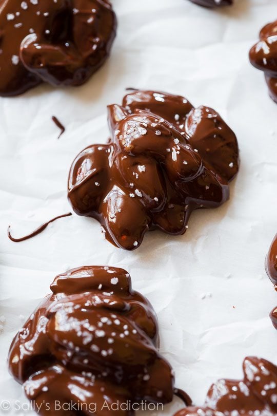 almond clusters with melted chocolate
