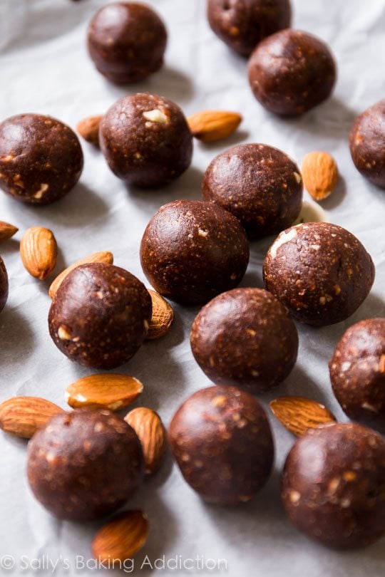 healthy almond truffles before dipping into chocolate