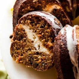 carrot cake Bundt cake with a cheesecake swirl in the center