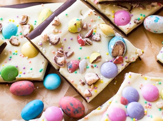 squares of Easter bunny bark