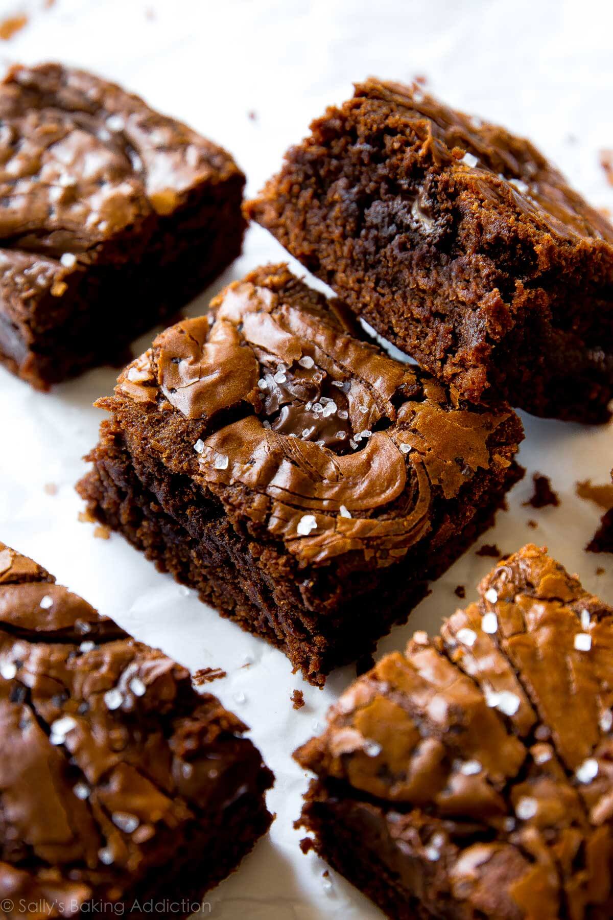 Nutella brownies cut into squares