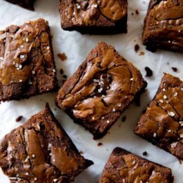 Nutella brownies cut into squares