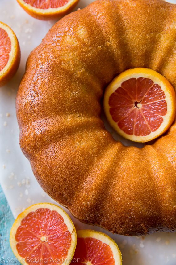 overhead image of orange bundt cake without a glaze