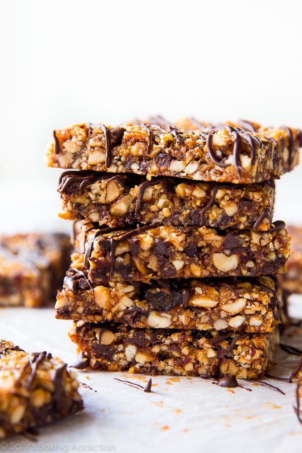 stack of chocolate peanut butter snack bars