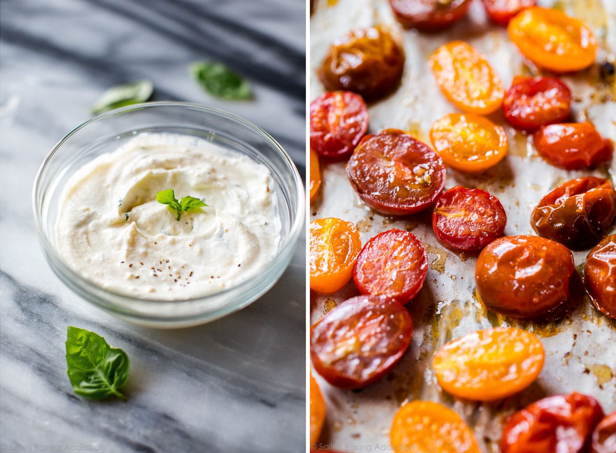 herbed ricotta cheese and tomatoes for flatbread