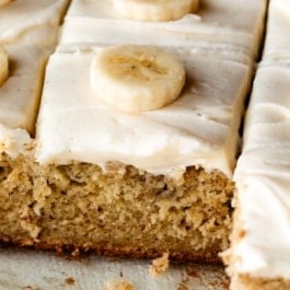 banana cake with cream cheese frosting.