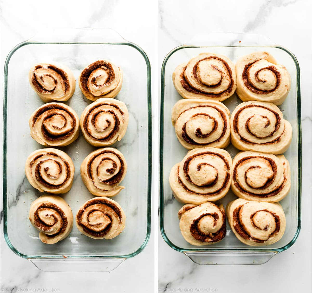 giant cinnamon rolls before and after rising