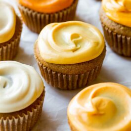 spice cupcakes with orange ombre frosting