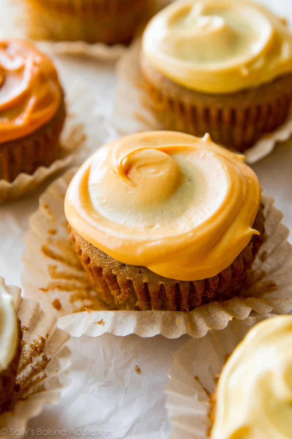 spice cupcakes with orange ombre frosting