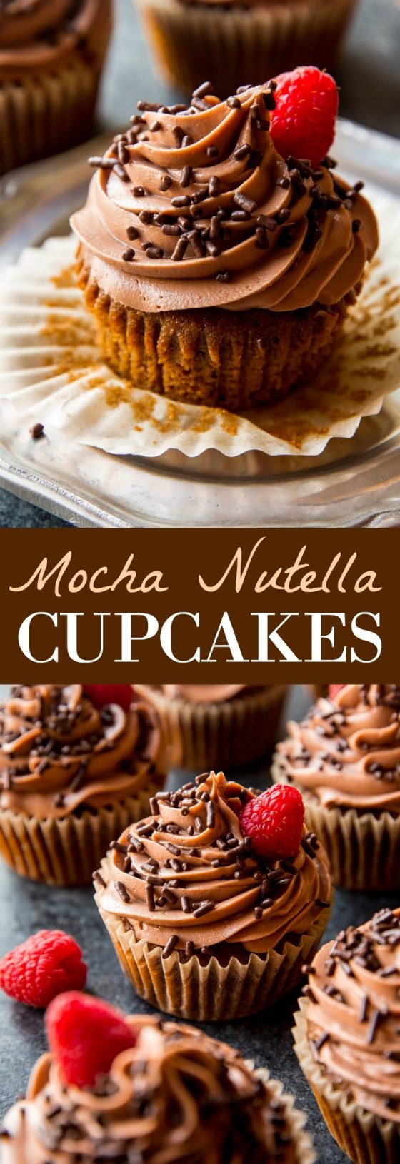 Soft, fluffy, and moist mocha nutella cupcakes with nutella frosting from Simply Beautiful Homemade Cakes! Recipe on sallysbakingaddiction.com