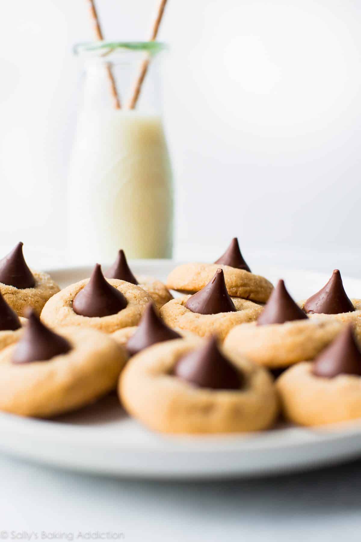peanut butter blossoms on a white plate