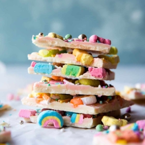 stack of pieces of Lucky Charms bark