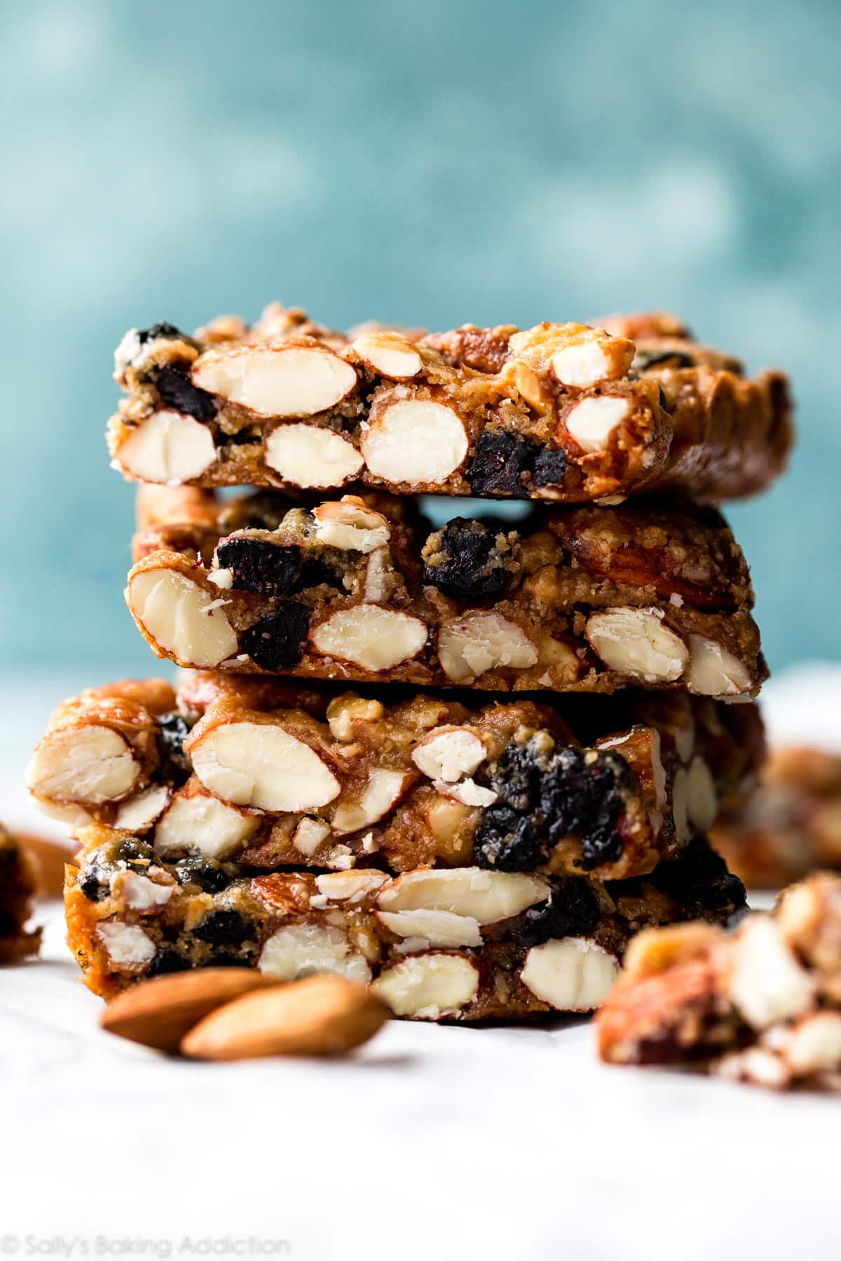 stack of blueberry almond snack bars