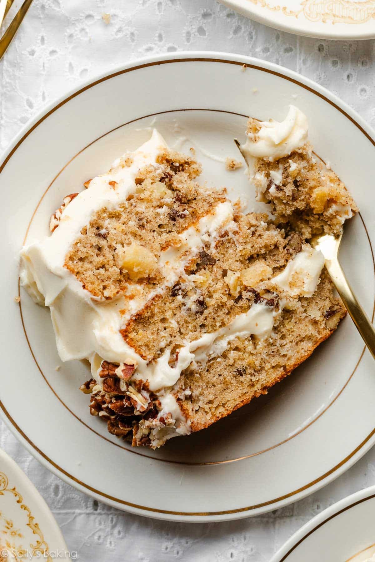 slice of hummingbird layer cake on plate.